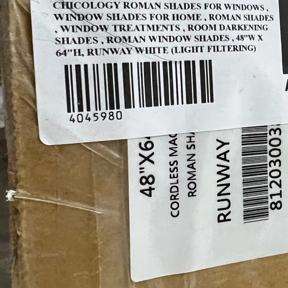 CHICOLOGY Runway White Room Darkening Roman Shade 48 in x 64 in NEW NWT